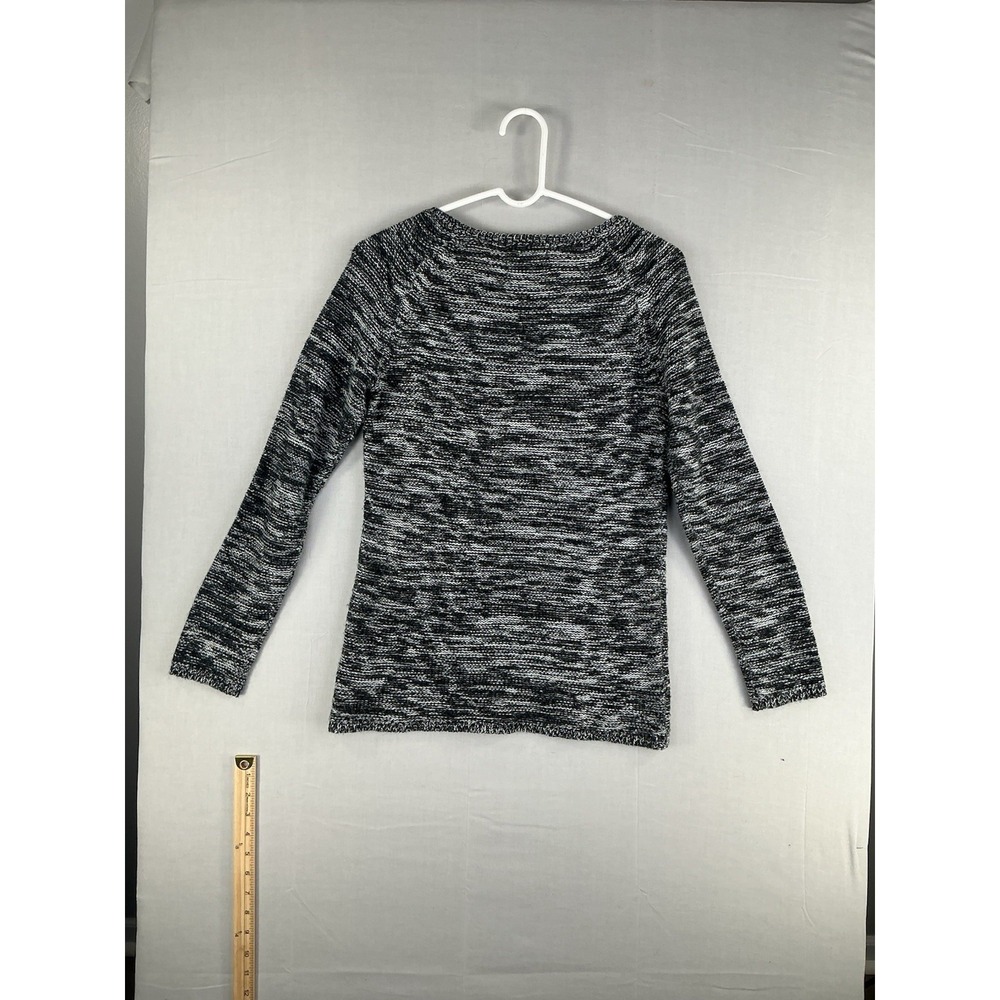 Ambiance Black White Marled Knit Sweater Women's M Crew Neck